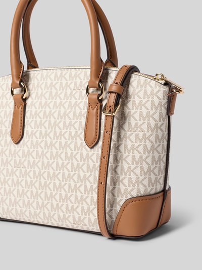 Productfoto, beige en bruine Handtasche met Logo-Applikation Modell 'Murphey' van MICHAEL Michael Kors, allover logo print, details volgens context.