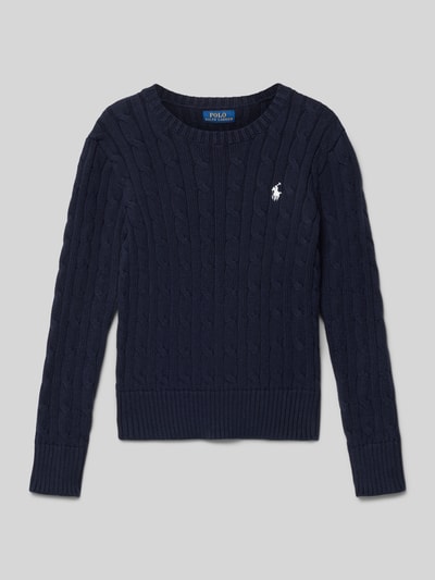 Polo Ralph Lauren Teens Gebreide pullover met kabelpatroon en ronde hals Marineblauw - 1