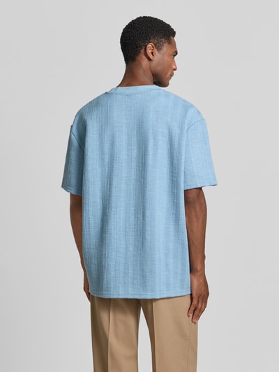 Les Deux T-Shirt mit Strukturmuster und Rundhalsausschnitt Hellblau 5