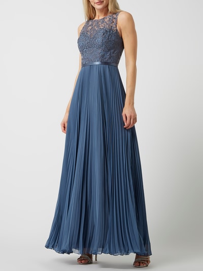 Luxuar Abendkleid mit Plisseefalten  Blau 1