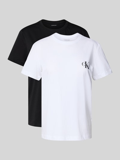 Calvin Klein Jeans T-shirt met labelprint in een set van 2 stuks Zwart - 2
