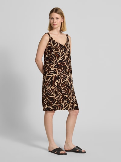 Soyaconcept Sukienka o długości do kolan z wiskozy z dekoltem w serek Ciemnobrązowy 1