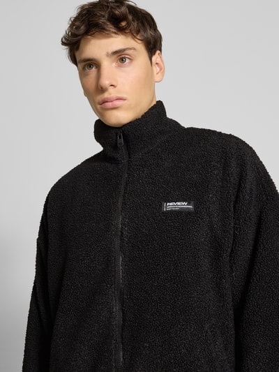 REVIEW Fleecejacke mit Stehkragen und Label-Detail Black 3