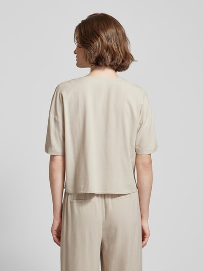 Vero Moda Blouse van een mix van viscose en linnen met V-hals, model 'JESMILO' Zand - 5