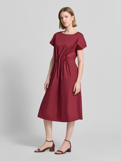 Christian Berg Woman Selection Midijurk met ronde hals en draperieën Bordeaux - 1
