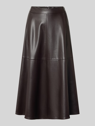 Oui Midirock in Leder-Optik mit Reißverschluss Dunkelbraun 2