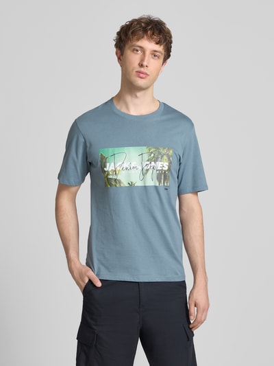 JACK & JONES T-Shirt mit Label-Print Modell 'INDIANA' Jeansblau 4