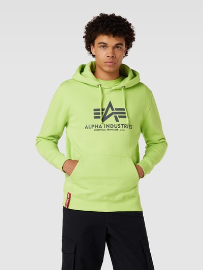 Alpha Industries Hoodie mit Label-Print Modell 'BASIC' Neon Gelb 4