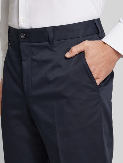 BOSS Slim fit pantalon met persplooien, model 'Perin' Marineblauw - 3