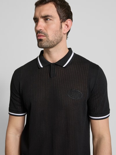 BOSS Green Poloshirt mit gerippten Abschlüssen Black 3