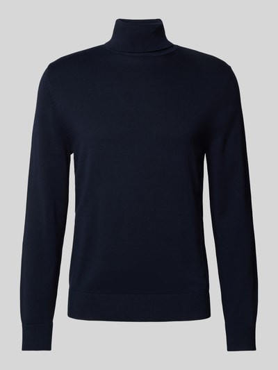 s.Oliver RED LABEL Regular Fit Rollkragenpullover aus Baumwolle mit gerippten Abschlüssen Dunkelblau 2