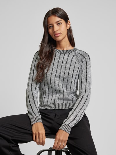 Vero Moda Regular Fit Strickpullover mit Effektgarn-Ripp-Struktur Modell 'VANJA' Metallic Black 3