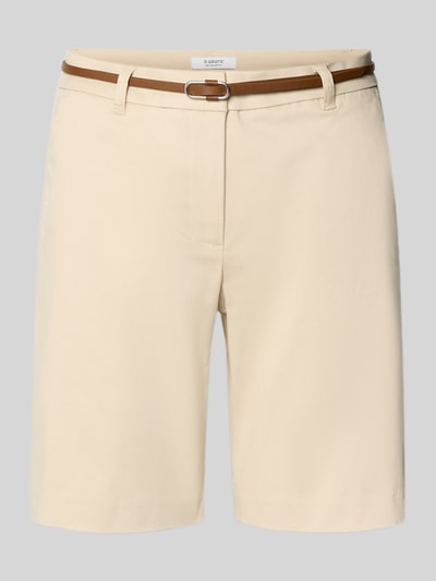 Produktfoto, Straight Fit Bermuda mit Gesäßtaschen Modell 'Days' von B.Young aus Baumwoll-Mix mit abnehmbarem Gürtel, beige, glatte Textur