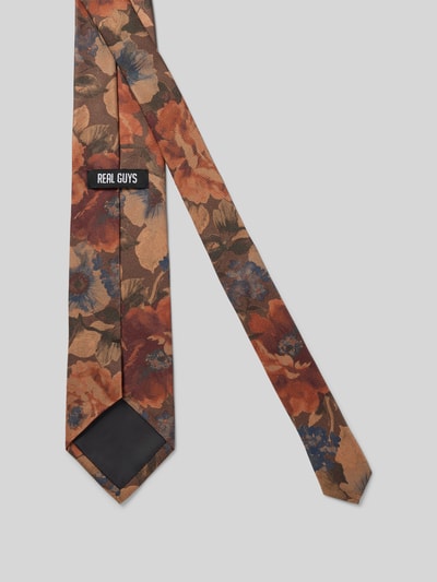 REAL GUYS Zijden stropdas met all-over bloemenprint (8,5 cm) Zand - 2