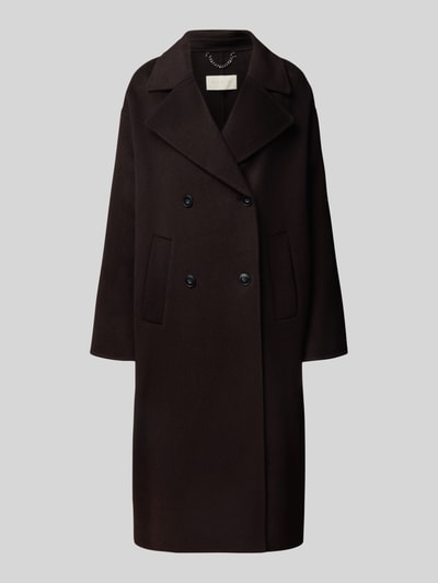 Milano Italy Lange jas van wol met reverskraag Donkerbruin - 2