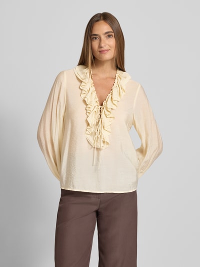 Jake*s Collection Blusenshirt mit V-Ausschnitt Ecru 4