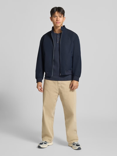 Superdry Regular Fit Jacke mit Logo-Stitching Modell 'HARRINGTON' Dunkelblau Melange 1
