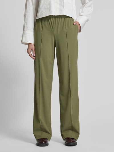 Raffaello Rossi Straight leg stoffen broek met vaste persplooien, model 'COSMEA' Olijfgroen - 4