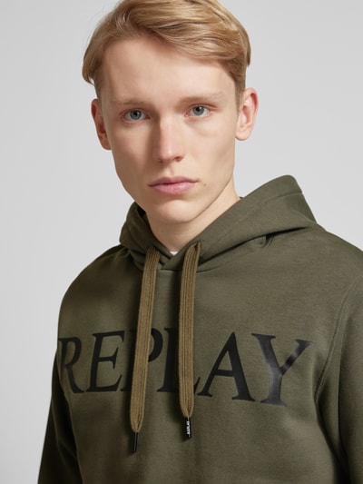 Replay Hoodie mit gerippten Abschlüssen Oliv 3