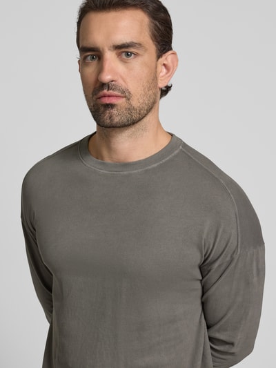 Drykorn Bluzka z długim rękawem i okrągłym dekoltem model ‘MARRIO’ Kamienny 3