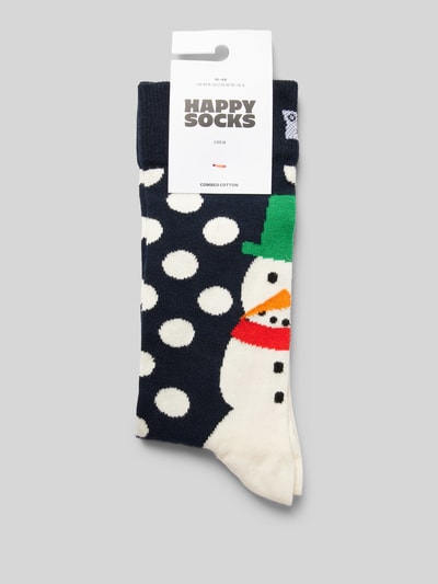 Happy Socks Socken mit Motiv-Stitching Modell 'Jumbo Snowman' Marine 3