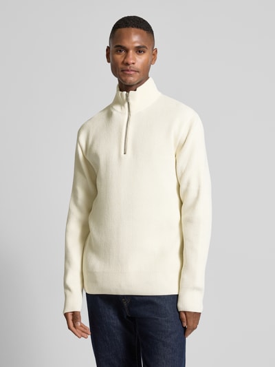 Lindbergh Relaxed Fit Strickpullover in Ripp-Optik Offwhite 4