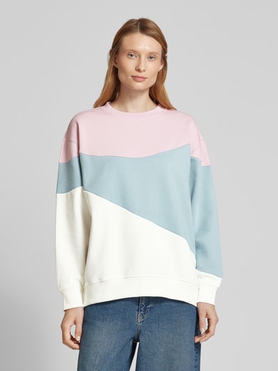 Tom Tailor Denim Comfort Fit Sweatshirt aus Baumwoll-Mix in Color-Blocking-Design Rosa 4