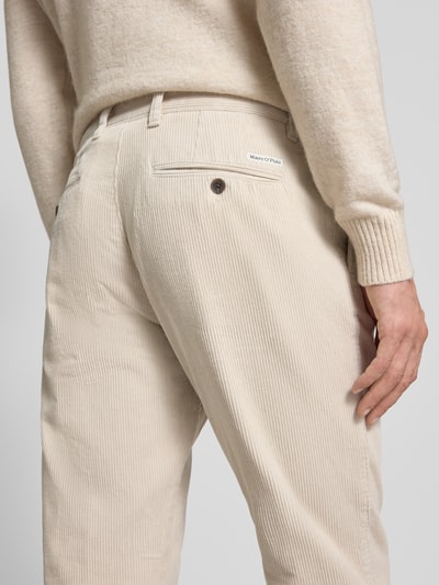 Marc O'Polo Spodnie sztruksowe o kroju tapered fit z czystej bawełny model ‘OSBY PLEATS’ Beżowy 3
