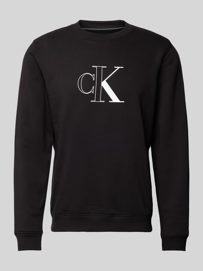 Calvin Klein Jeans Sweatshirt mit Label-Print Modell 'OUTLINE' Black 2