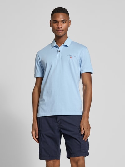 Napapijri Regular Fit Poloshirt mit Label-Stitching Modell 'elbas' Hellblau 4