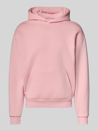Produktfoto, Hoodie mit Logo-Print von REVIEW in Rosa, lockere Passform, Kängurutasche, Baumwoll-Mix, für Herren