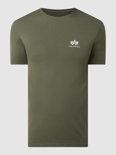 Alpha Industries T-Shirt mit Logo-Print Modell 'Basic T' Oliv 2