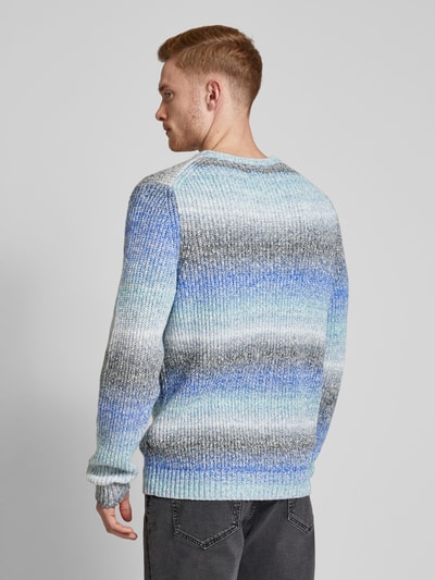 Fynch-Hatton Strickpullover mit Rundhalsausschnitt Tuerkis Melange 5