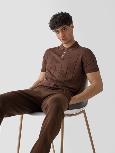 Lardini Poloshirt in Ripp-Optik Haselnuss Braun 3