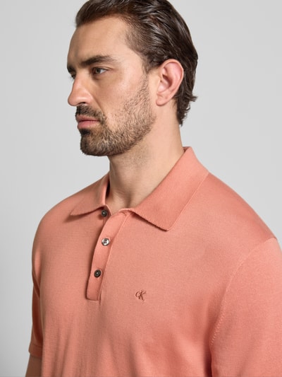 CK Calvin Klein Regular Fit Poloshirt mit Logo-Stitching Modell 'SUPIMA' Lachs 3