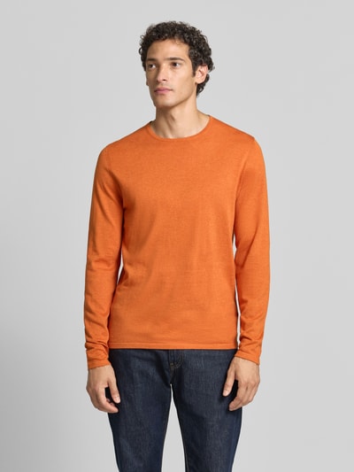 Christian Berg Men Strickpullover aus Baumwolle mit Rundhalsausschnitt Orange Melange 4