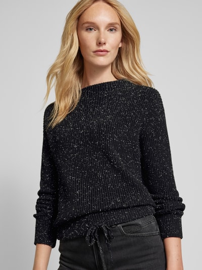 Jake*s Casual Strickpullover mit gerippten Abschlüssen Black 3