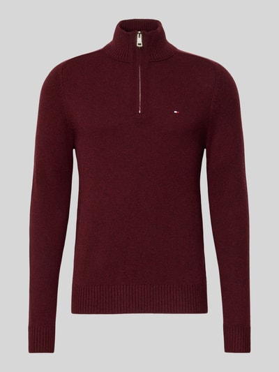Tommy Hilfiger Regular Fit Troyer aus reiner Wolle Bordeaux 2