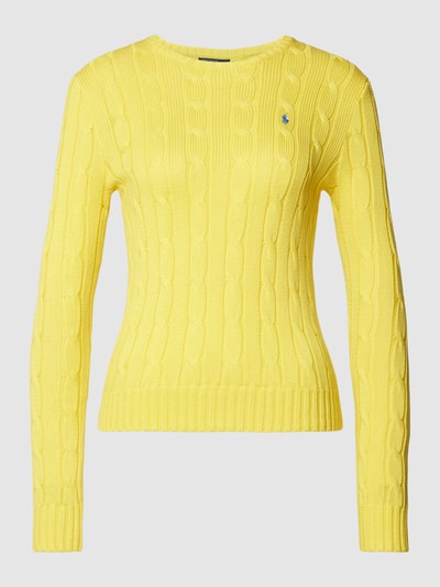 Polo Ralph Lauren Strickpullover mit Zopfmuster Modell 'JULIANNA' Gelb 2