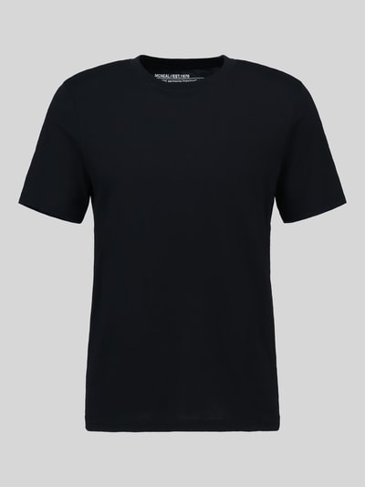 Produktfoto, Regular Fit T-Shirt mit Rundhalsausschnitt von MCNEAL in Schwarz, reine Baumwolle, glatte Textur, Rückenlänge 67 cm bei Größe M.