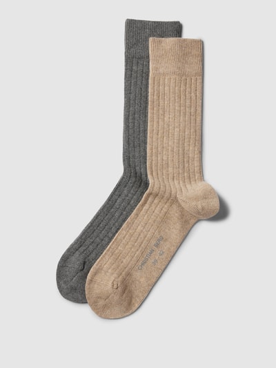 Christian Berg Men Socken mit Label-Detail im 2er-Pack Sand Melange 1