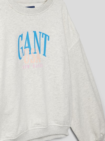 Gant Sweatshirt mit Label-Print Hellgrau 2