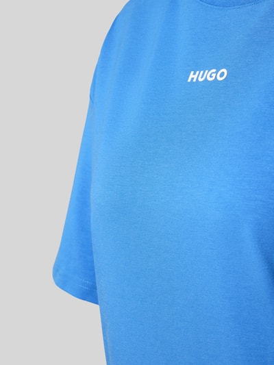 HUGO Pyjamabovendeel met logoprint en ronde hals Blauw - 2