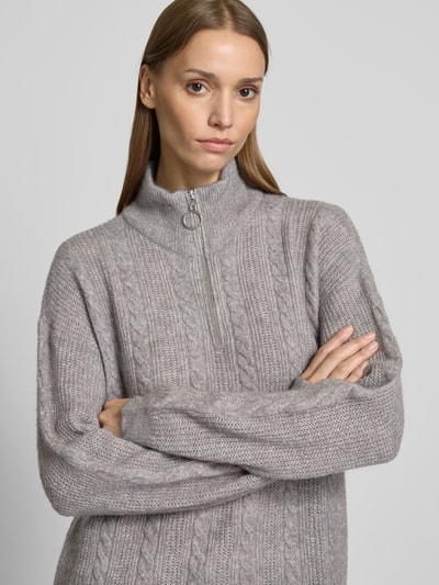 Vero Moda Regular Fit Strickpullover mit Troyer-Kragen Modell 'MILI' Mittelgrau 3