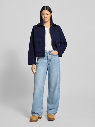 Armedangels Oversized lange jas met wol, model 'JOANIAAS' Marineblauw - 1