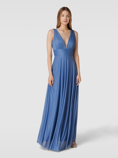 Jake*s Cocktail Abendkleid mit Taillenpasse Jeansblau Melange 4