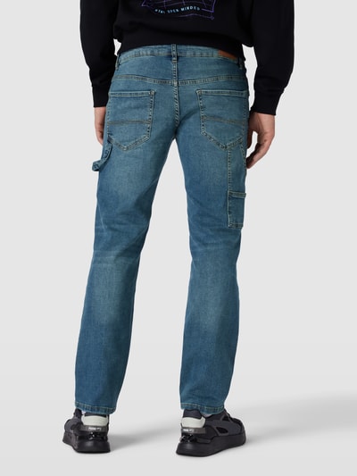 URBAN CLASSICS Straight leg fit jeans met labelpatch, model 'Carpenter' Blauw - 5