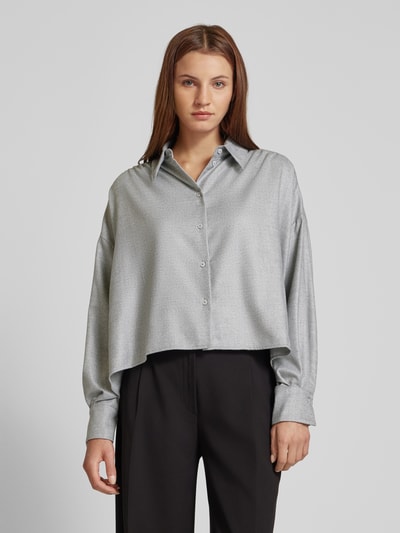 Drykorn Relaxed fit blouse met platte kraag, model 'FLANNA' Lichtgrijs - 4