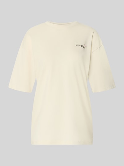 Produktfoto, T-Shirt im Oversize-Fit mit Blumen-Backprint von REVIEW aus reiner Baumwolle in Creme mit Rundhalsausschnitt und Halbarm, Vorderseite