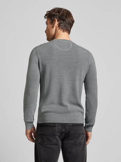 Brax Gebreide pullover met labeldetail, model 'ROY' Lichtgrijs - 5